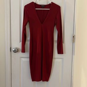 Express V neck Body Con Dress